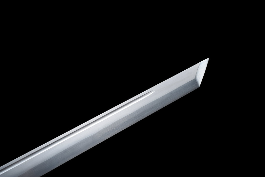Handgefertigtes Ninja-Schwert, Klinge aus Manganstahl, Full Tang, goldene Lederscheide – 107 cm, echtes Katana-Schwert