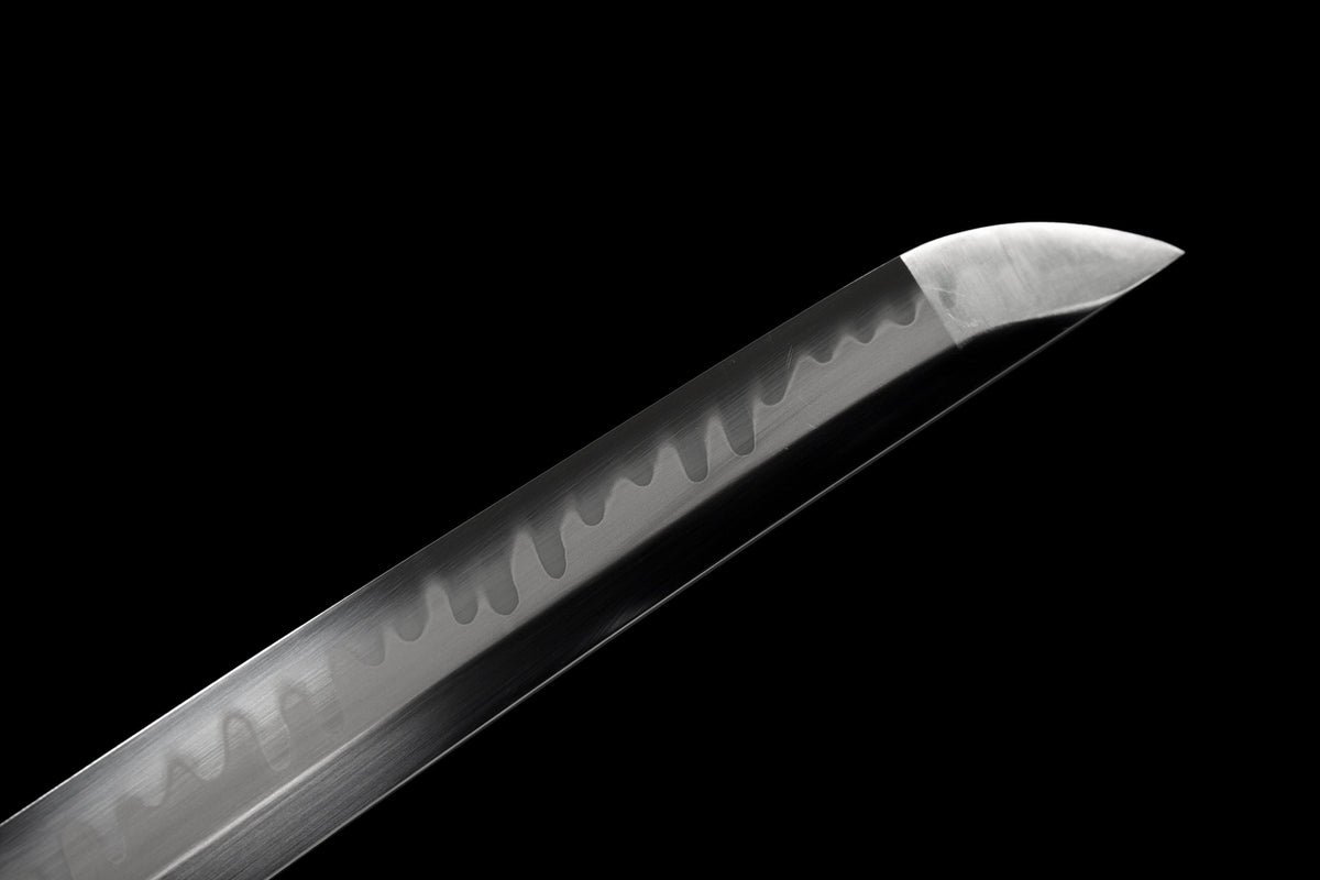 Handgefertigtes Full-Tang-Wakizashi-Schwert aus T10-Kohlenstoffstahl mit lehmgehärteter Klinge – 79 cm, echtes Katana-Schwert
