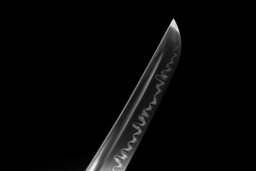 Handmade Full Tang Wakizashi Sword Damascus Steel  Clay Tempered Blade Black printed scabbard - 31 in,Real katana sowrd