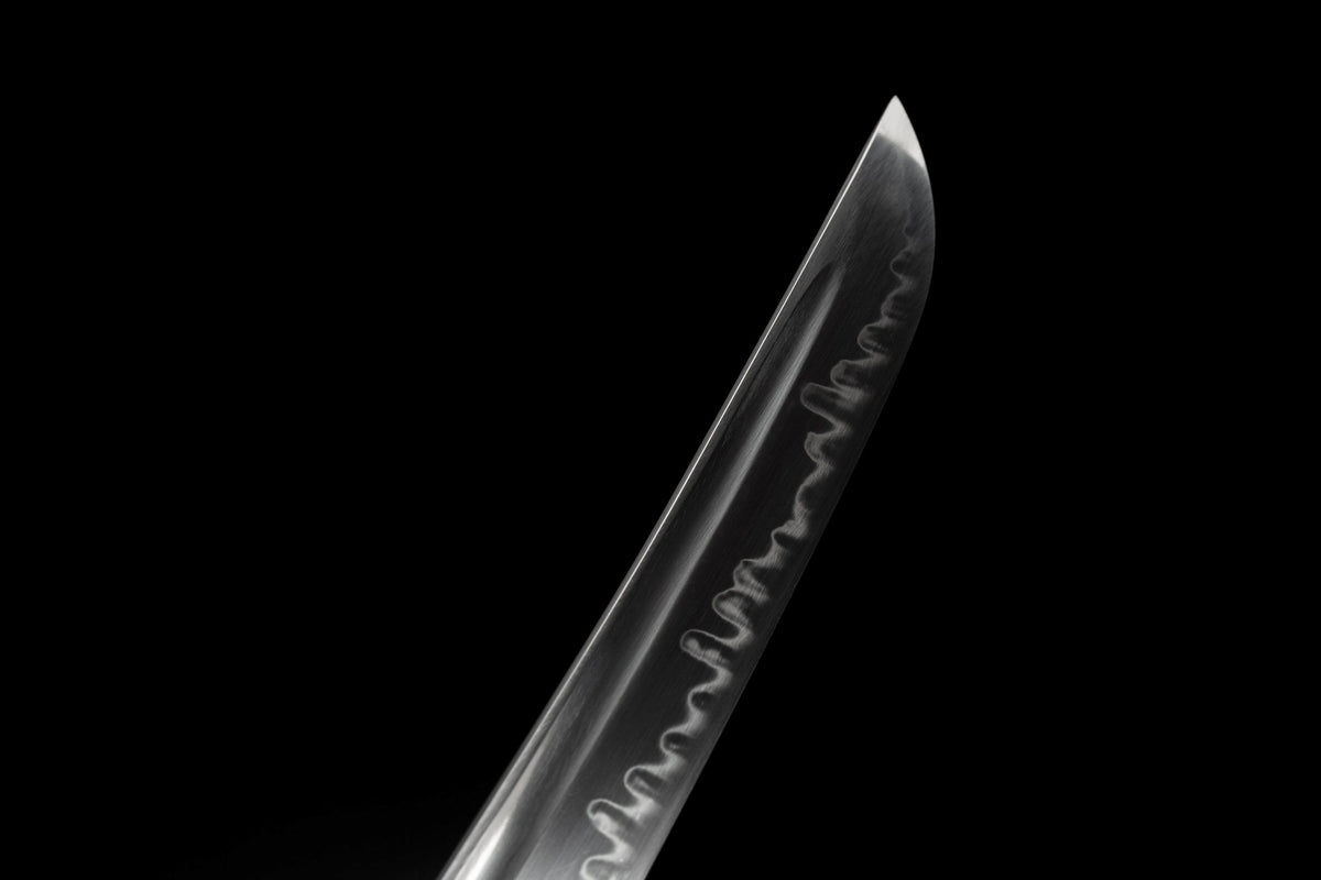 Handmade Full Tang Wakizashi Sword Damascus Steel  Clay Tempered Blade Black printed scabbard - 31 in,Real katana sowrd