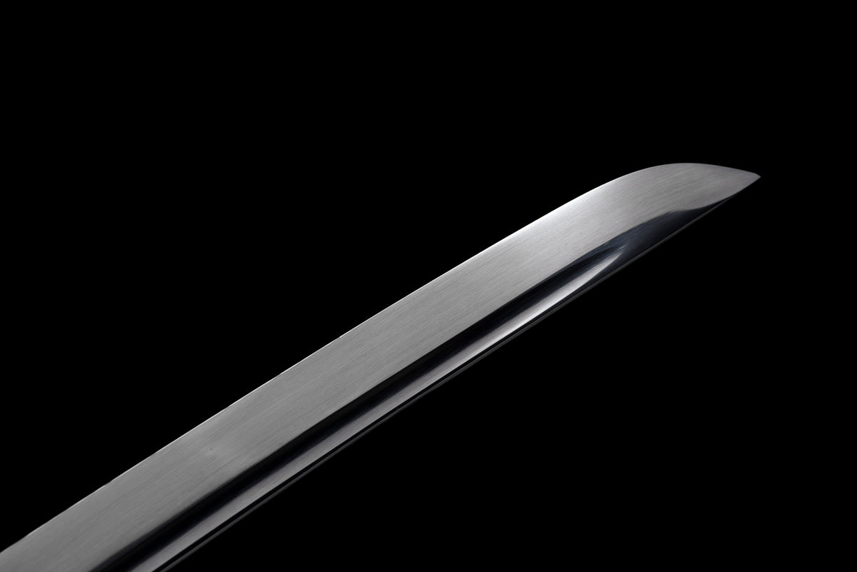 Handgefertigtes Wakizashi-Schwert aus Manganstahl mit schwarzer Lederscheide – 79 cm, echtes Katana-Schwert