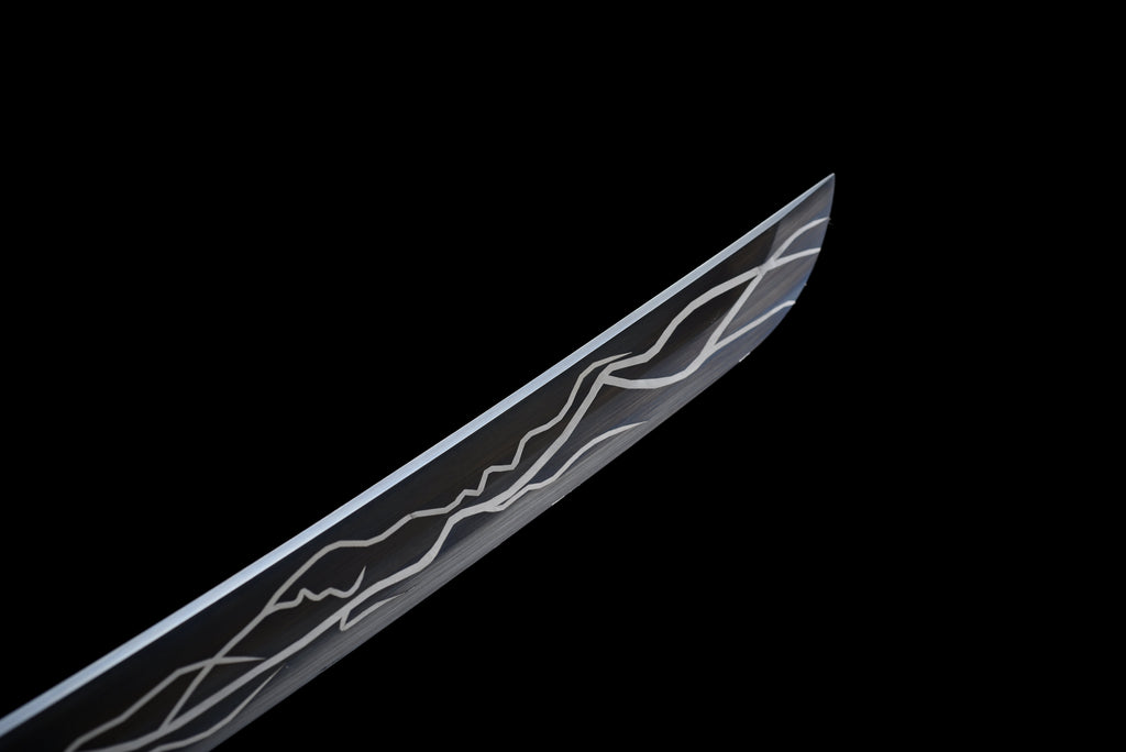 Handgefertigtes Full-Tang Tanto-Schwert, Klinge aus Mangan-Stahl schwarz, mit Scheide - 53 cm, echtes Katana-Schwert
