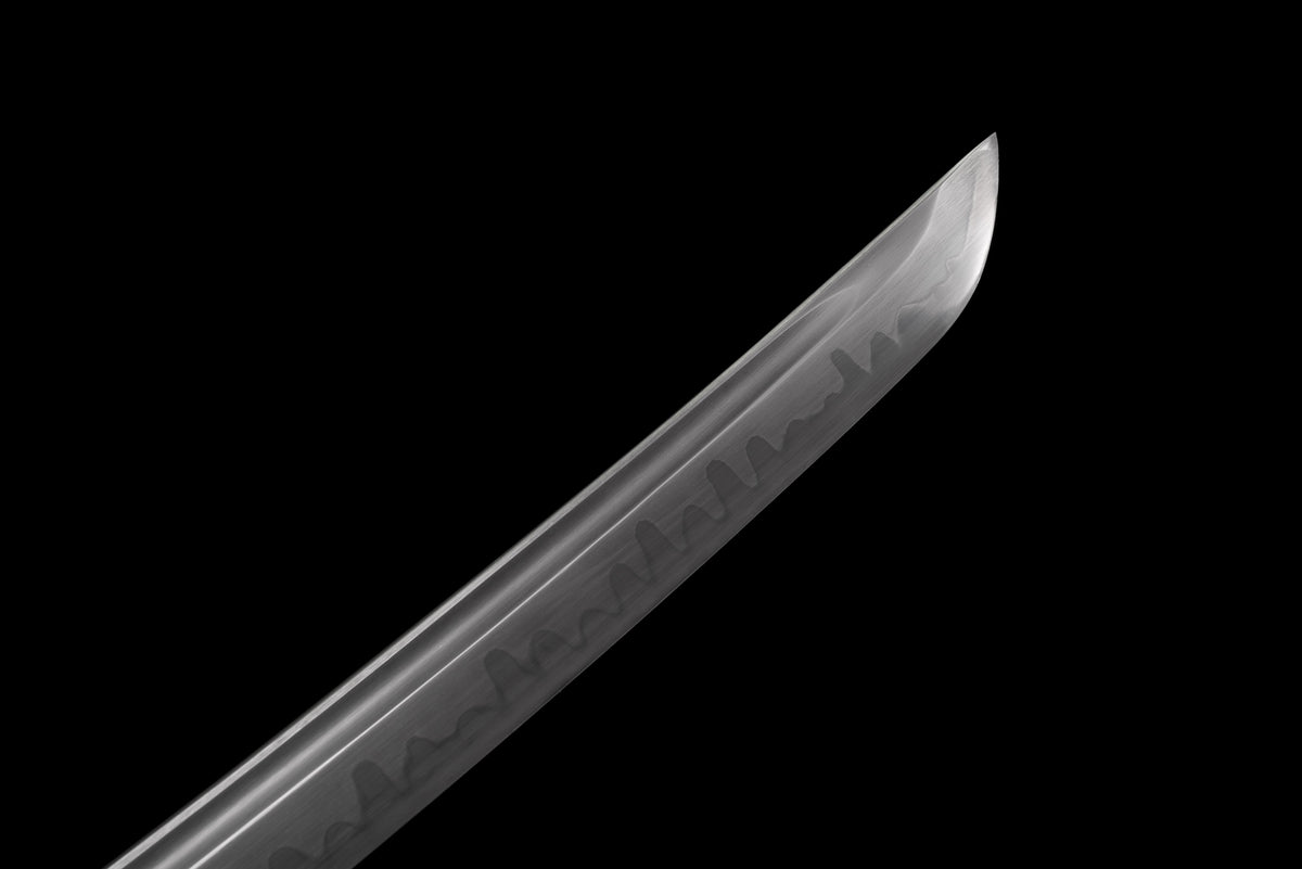 Handgefertigtes Full Tang Wakizashi-Schwert, T10-Kohlen stoffstahl, lehmgehärtete Klinge, rot gefleckte Scheide - 79 cm, echtes Katana-Schwert