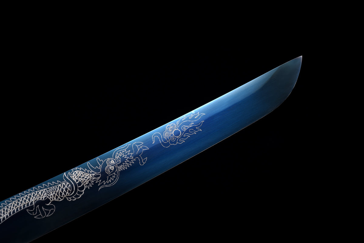 Handgefertigtes Full-Tang Tanto-Schwert, Klinge aus blauem Manganstahl, inklusive Scheide – 53 cm, echtes Katana-Schwert