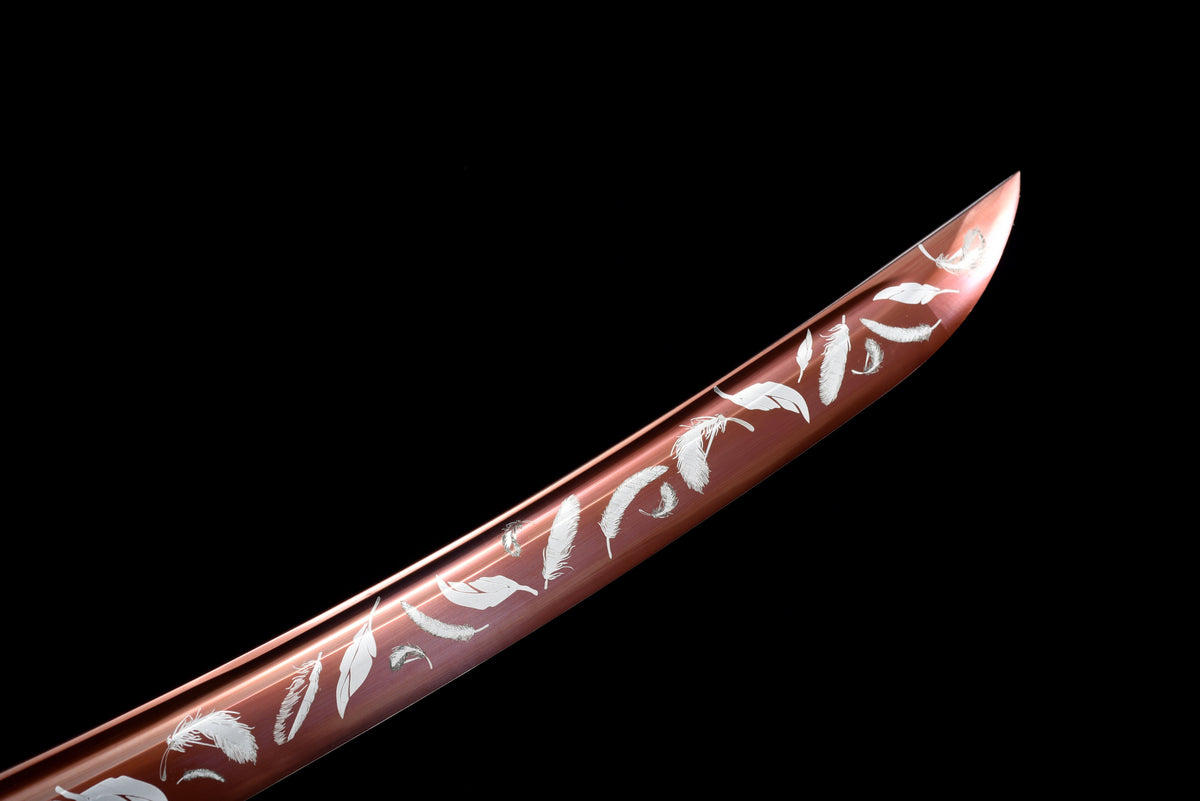 Handgefertigtes Full-Tang-Tanto-Schwert aus rotem Manganstahl mit Scheide – 53 cm, echtes Katana-Schwert