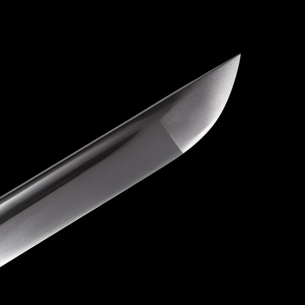 Handgefertigtes Ninja-Schwert, Klinge aus Federstahl, Full Tang, weiß bedruckte Scheide - 104 cm, echtes Katana-Schwert
