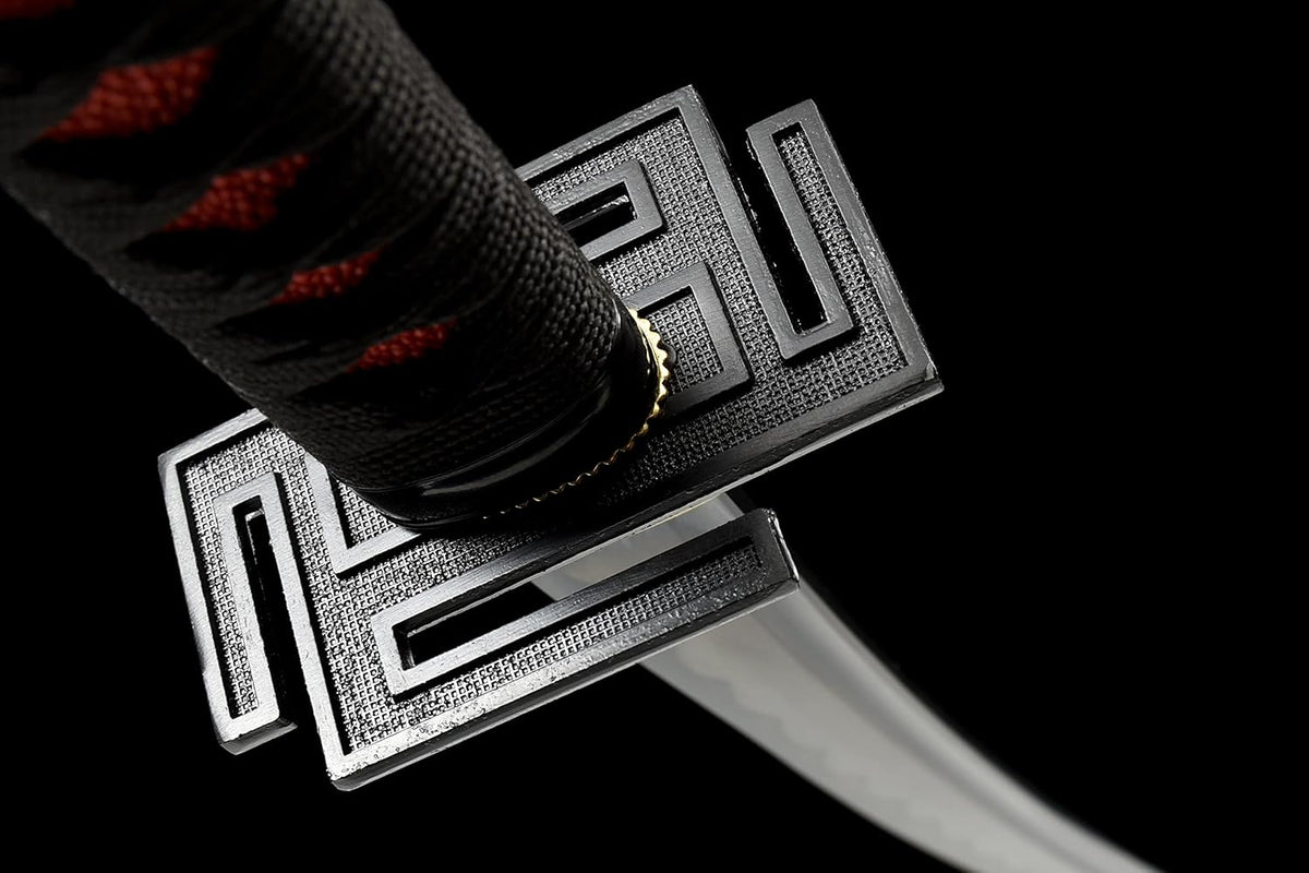Ichigo Kurosaki, Full Tang 41 Zoll Cosplay handgeschmiedetes Katana-Schwert, 1060er Kohlenstoffstahl Schwarz und Weiß, sehr scharf – Anime-Schwert (Schwarz)