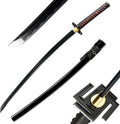 Ichigo Kurosaki, Full Tang 41 Zoll Cosplay handgeschmiedetes Katana-Schwert, 1060er Kohlenstoffstahl Schwarz und Weiß, sehr scharf – Anime-Schwert (Schwarz)
