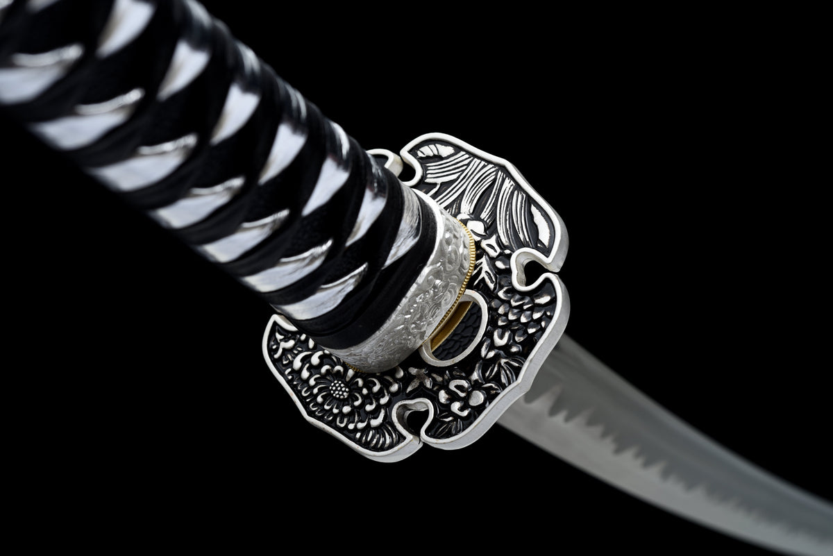 Handgefertigtes Full-Tang-Katana aus 1095er Kohlenstoffstahl mit schwarzer Klinge, echtes Katana-Schwert