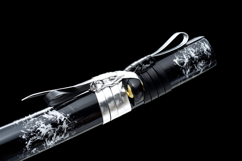 Handgefertigtes Full-Tang-Katana aus 1095er Kohlenstoffstahl mit schwarzer Klinge, echtes Katana-Schwert