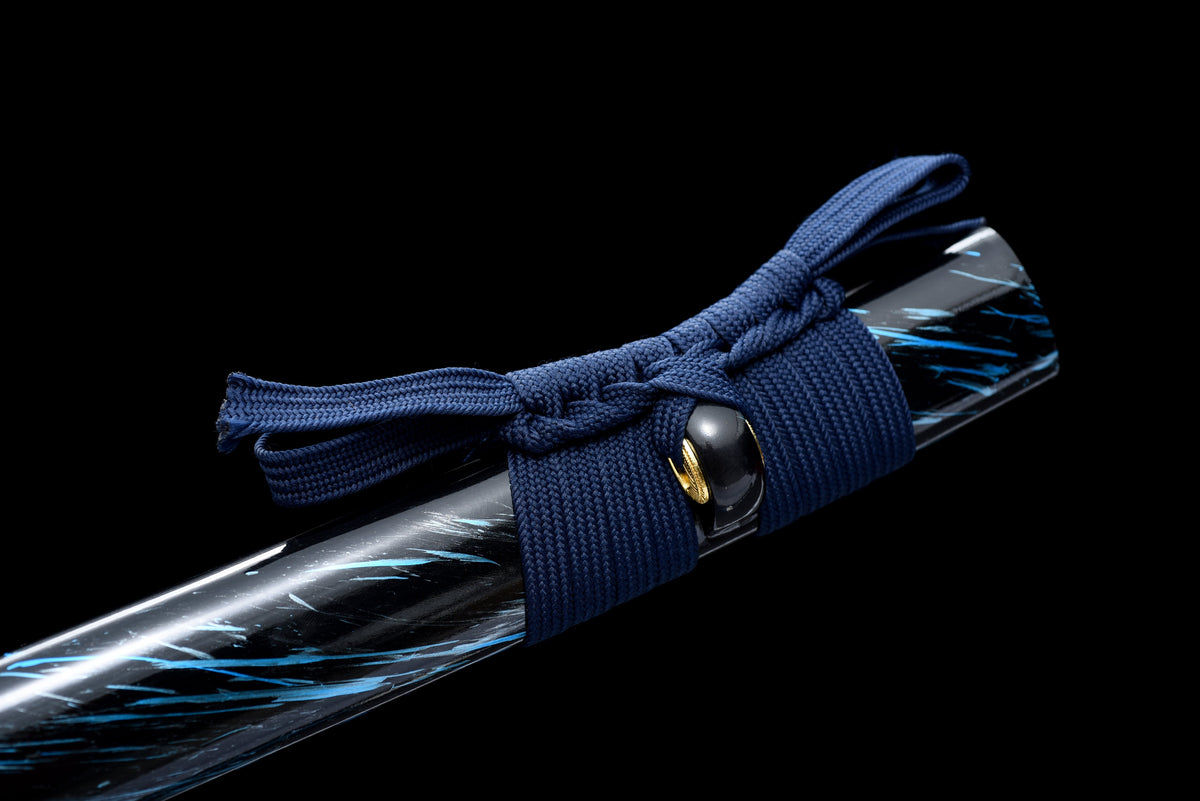 Handgefertigtes Full-Tang-Katana, 1095 Kohlenstoffstahl, blaue Klinge, echtes Katana-Schwert