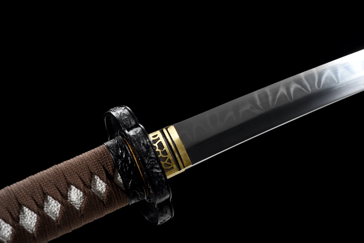Handgefertigtes Tachi-Schwert, Full Tang, T10-Stahl mit echtem Hamon, echtes Katana-Schwert