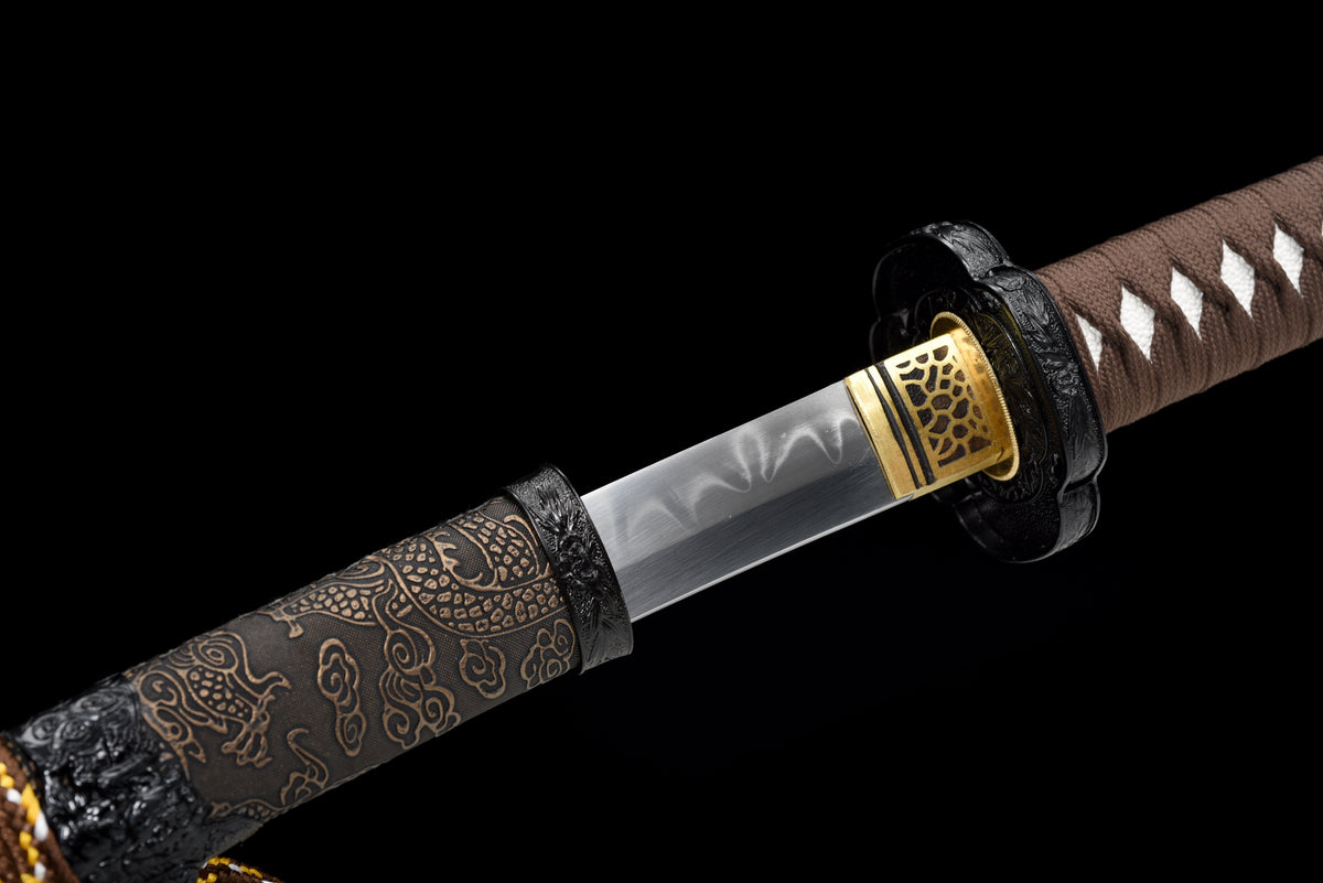 Handgefertigtes Tachi-Schwert, Full Tang, T10-Stahl mit echtem Hamon, echtes Katana-Schwert