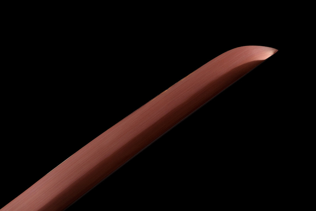 Handgefertigtes Full-Tang-Katana, 1095 Kohlenstoffstahl, rote Klinge, schwarze Scheide, echtes Katana-Schwert