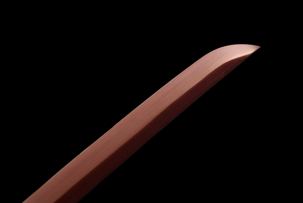 Handgefertigtes Full-Tang-Katana aus 1095er Kohlenstoffstahl mit roter Klinge, echtes Katana-Schwert