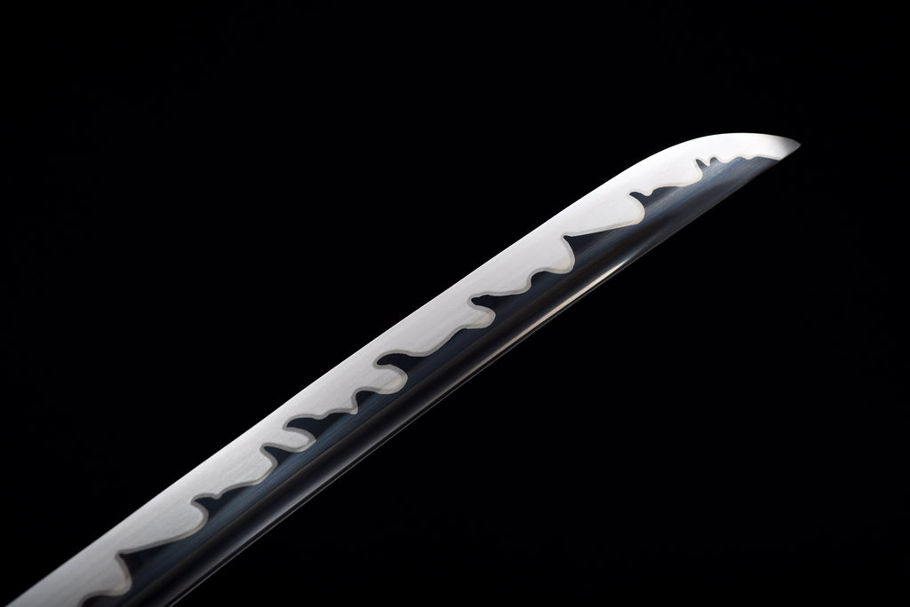 Handgefertigtes Full-Tang-Katana, 1095 Kohlenstoffstahl, schwarze Klinge, echtes Katana-Schwert