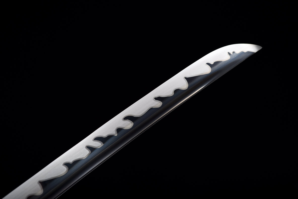 Handgefertigtes Full-Tang-Katana, 1095 Kohlenstoffstahl, schwarze Klinge, echtes Katana-Schwert