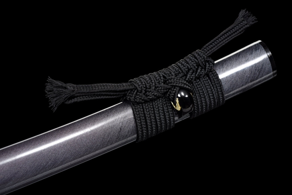 Handgefertigtes Full-Tang-Katana, 1095 Kohlenstoffstahl, schwarze Klinge, echtes Katana-Schwert