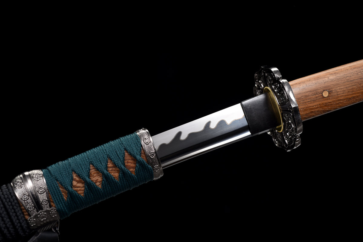 Handgefertigtes TACHI-Schwert aus Manganstahl mit durchgehendem Erl, 41 Zoll, echtes Katana-Schwert