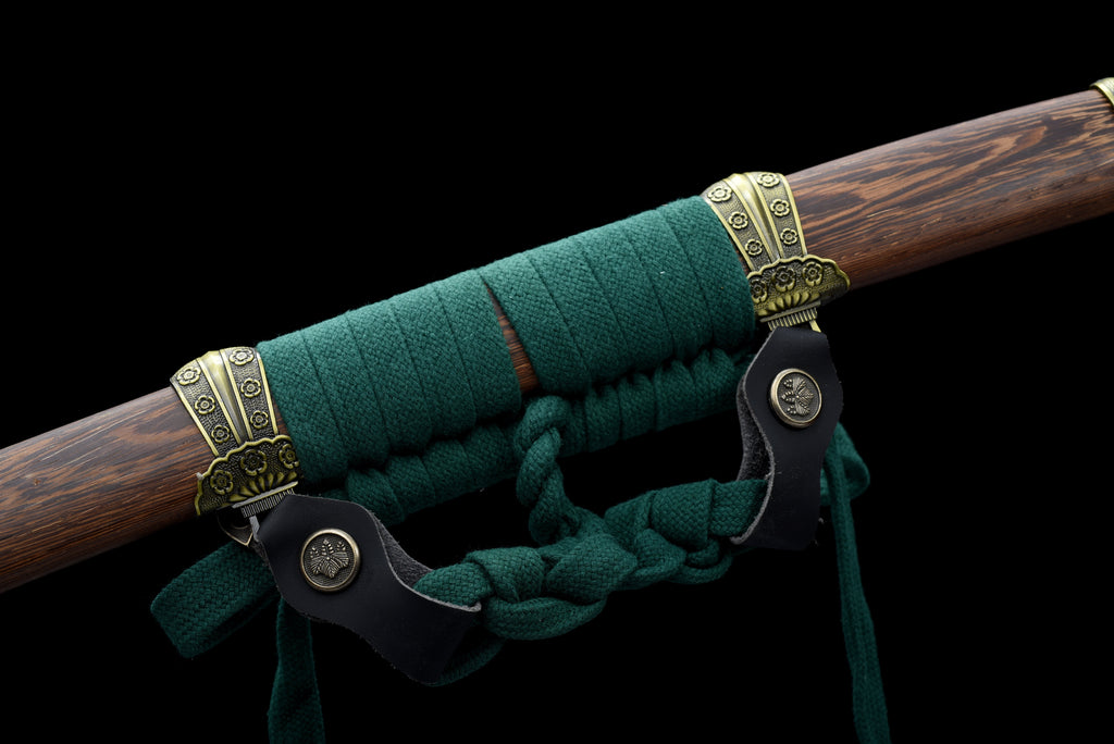 Handgefertigtes Tachi-Schwert mit durchgehender Damaststahl-Klinge, echtes Katana-Schwert