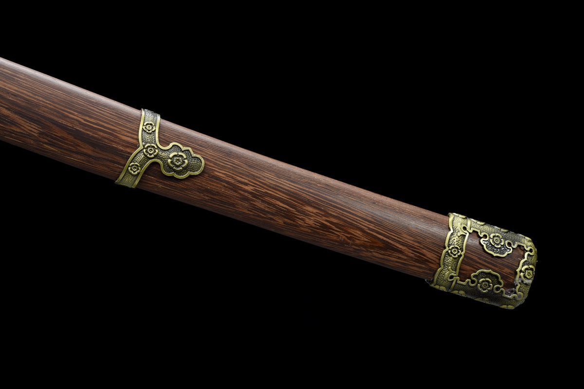 Handgefertigtes Tachi-Schwert mit durchgehender Damaststahl-Klinge, echtes Katana-Schwert