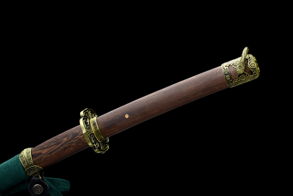 Handgefertigtes Tachi-Schwert mit durchgehender Damaststahl-Klinge, echtes Katana-Schwert