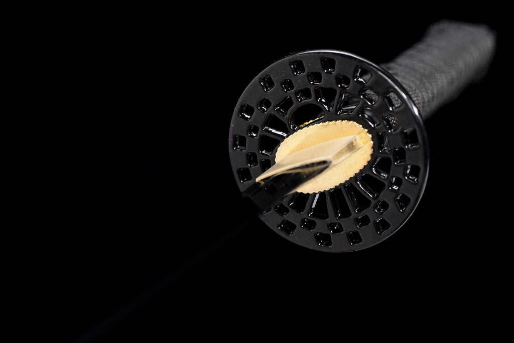 Handgefertigtes Katana aus 9260 Federstahl, Full Tang, schwarzes Katana, echtes Katana-Schwert