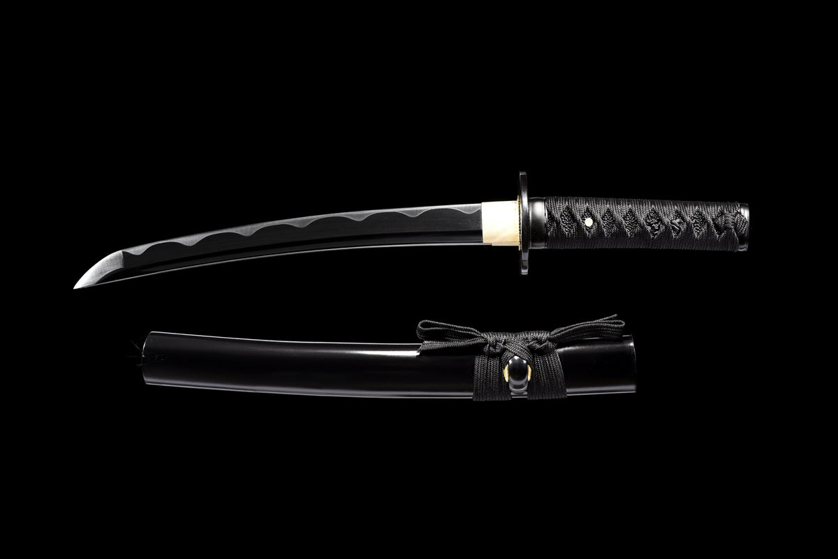 Handgefertigtes Katana aus 9260 Federstahl, Full Tang, schwarzes Katana, echtes Katana-Schwert