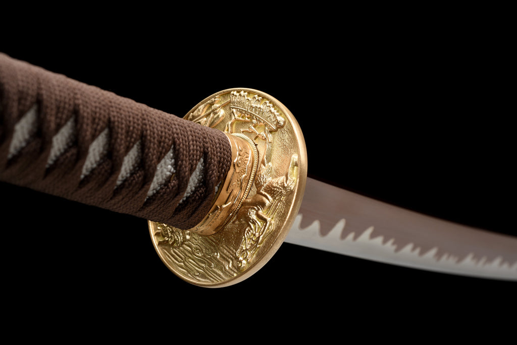 Handgefertigtes Full-Tang-Katana, 1095 Kohlenstoffstahl, ROTE Klinge, echtes Katana-Schwert