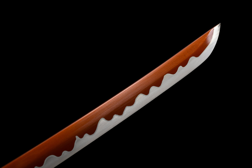 Handgefertigtes Full-Tang-Katana, 1095 Kohlenstoffstahl, ROTE Klinge, echtes Katana-Schwert