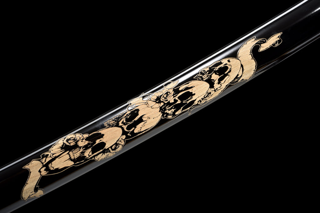 Handgefertigtes Full-Tang-Katana, 1095 Kohlenstoffstahl, ROTE Klinge, echtes Katana-Schwert