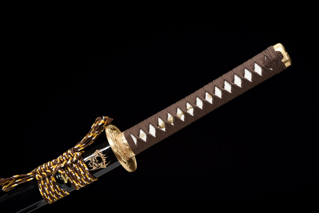 Handgefertigtes Full-Tang-Katana, 1095 Kohlenstoffstahl, ROTE Klinge, echtes Katana-Schwert
