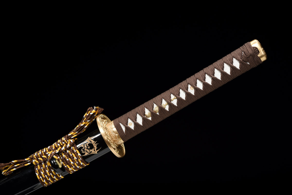 Handgefertigtes Full-Tang-Katana, 1095 Kohlenstoffstahl, ROTE Klinge, echtes Katana-Schwert