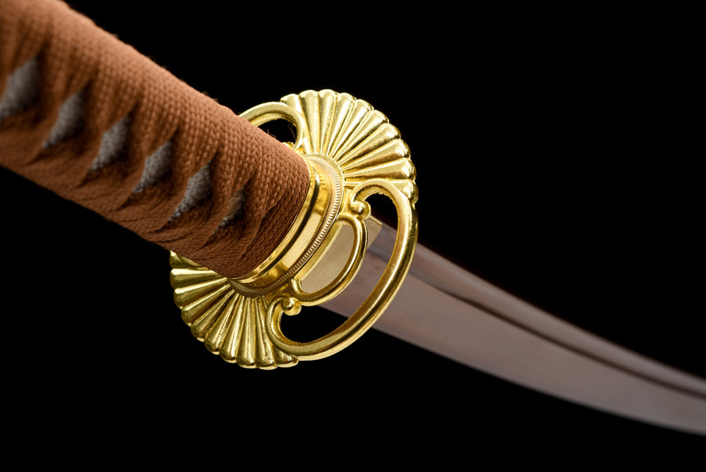 Handgefertigtes Full-Tang Katana aus 1095 Kohlenstoffstahl mit roter Klinge, echtes Katana-Schwert