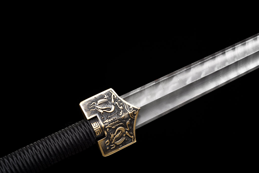 Chinesische Schwerter, Han-Schwert (汉剑), Damast-Stil, gedrehtes Muster