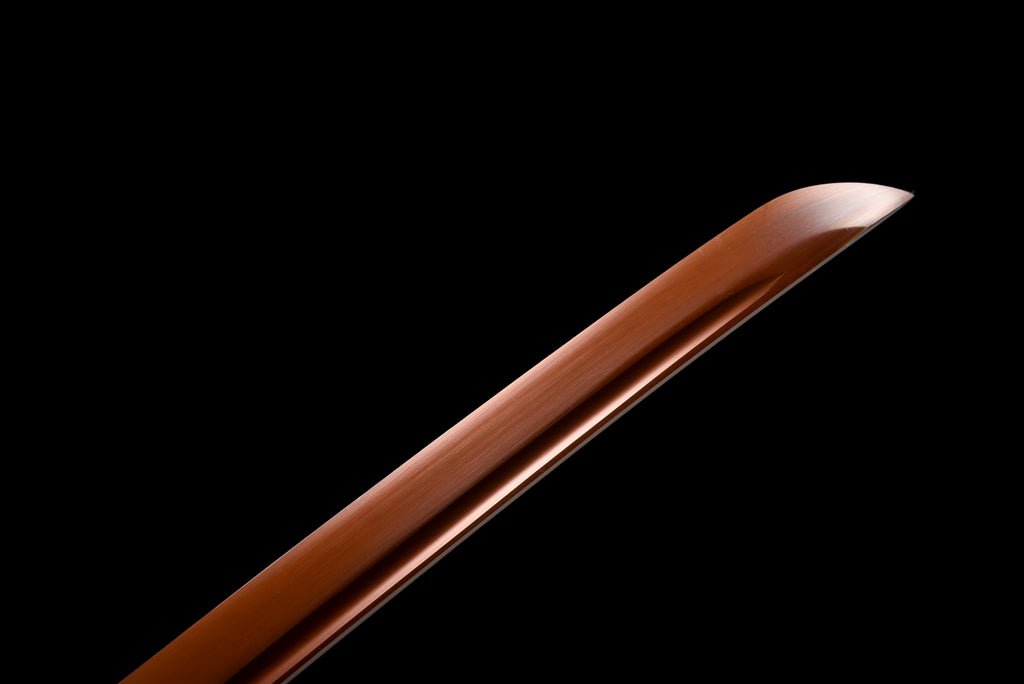 Handgefertigtes Full-Tang Katana aus 1095 Kohlenstoffstahl mit roter Klinge, echtes Katana-Schwert
