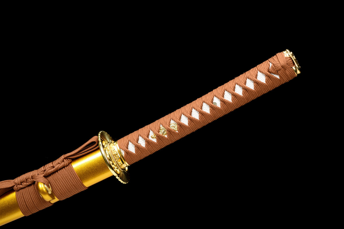 Handgefertigtes Full-Tang Katana aus 1095 Kohlenstoffstahl mit roter Klinge, echtes Katana-Schwert