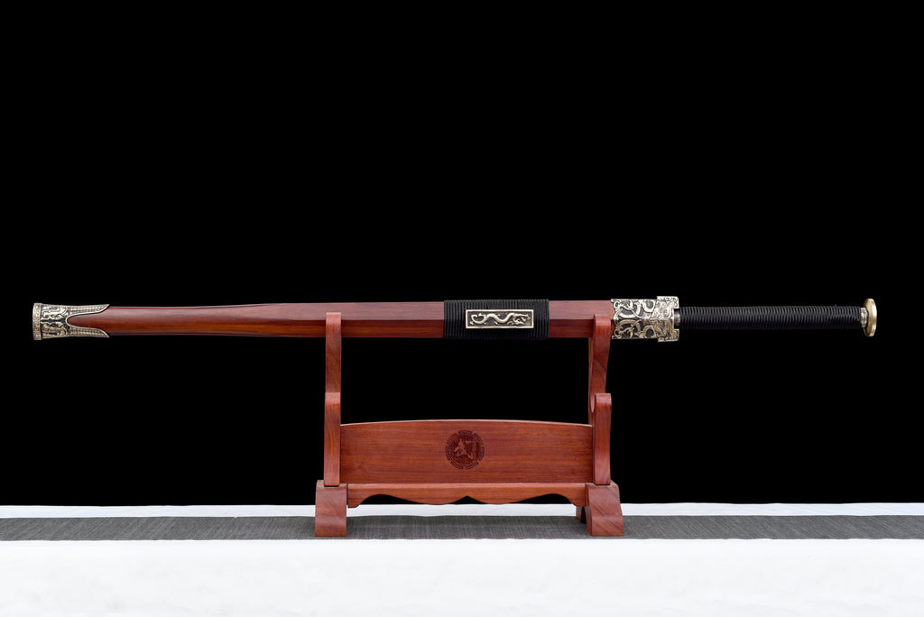 Chinesische Schwerter, Han-Schwert (汉剑), Damast-Stil, gebläut, gedrillte Linien