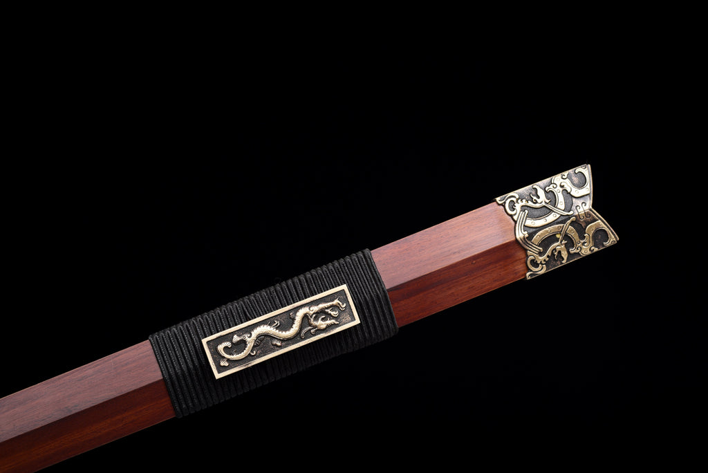 Chinesische Schwerter, Han-Schwert (汉剑), Damast-Stil, gebläut, gedrillte Linien