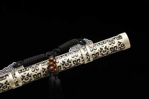 Chinesisches Schwert-Tang-Schwert (唐剑), Damaszener-Handwerkskunst, blau angelaufene Klinge