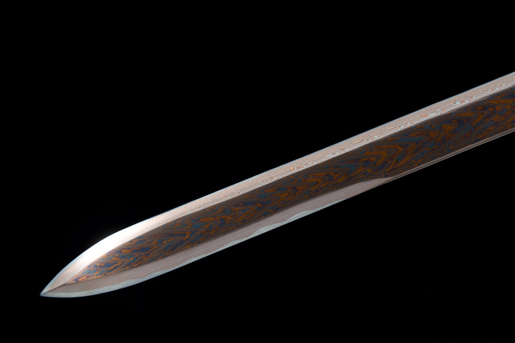 Chinesisches Schwert-Tang-Schwert (唐剑), Damaszener-Handwerkskunst, blau angelaufene Klinge