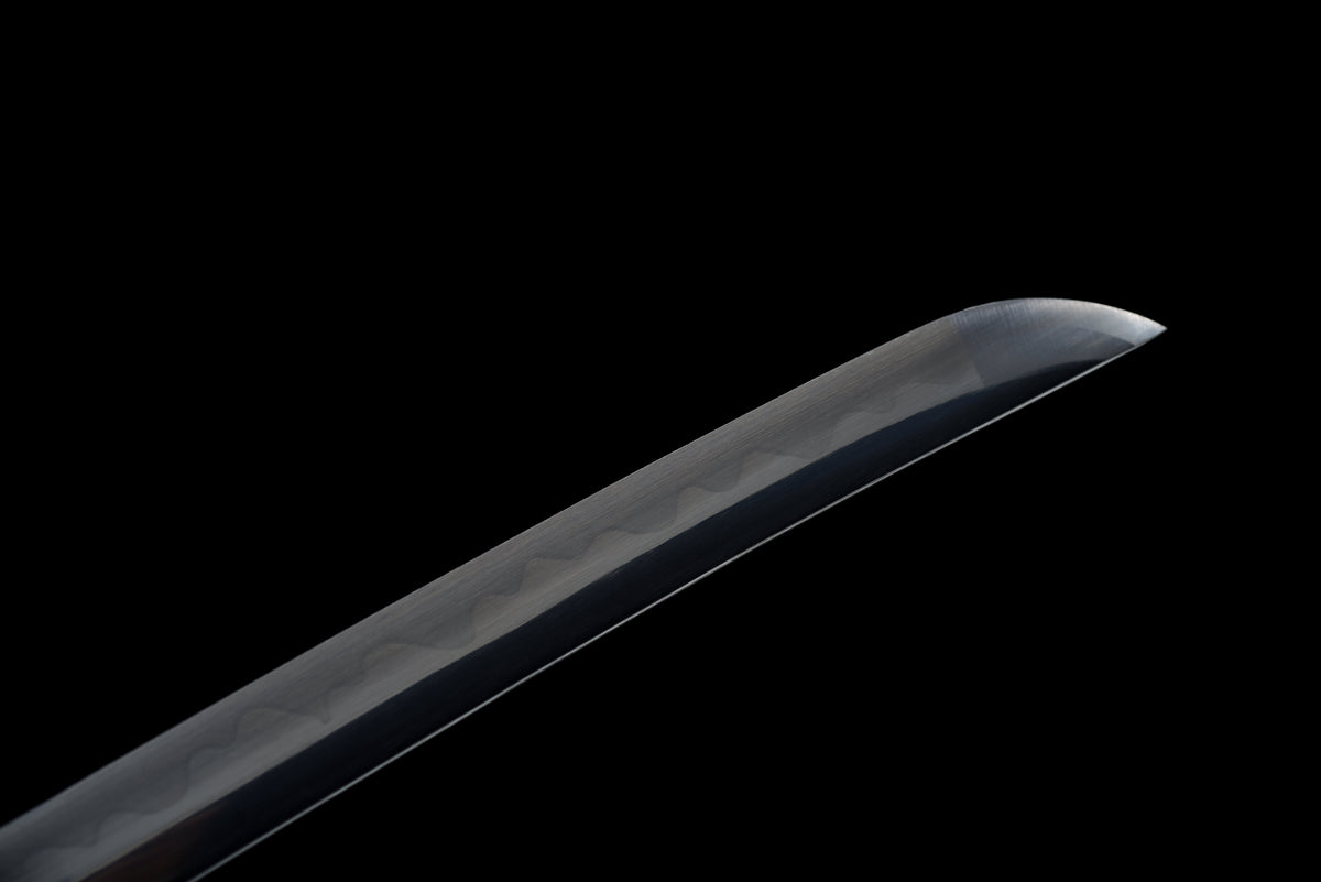 Handgeschmiedetes Full-Tang-Katana, 1095 Kohlenstoffstahl, schwarze Klinge, echtes Katana-Schwert