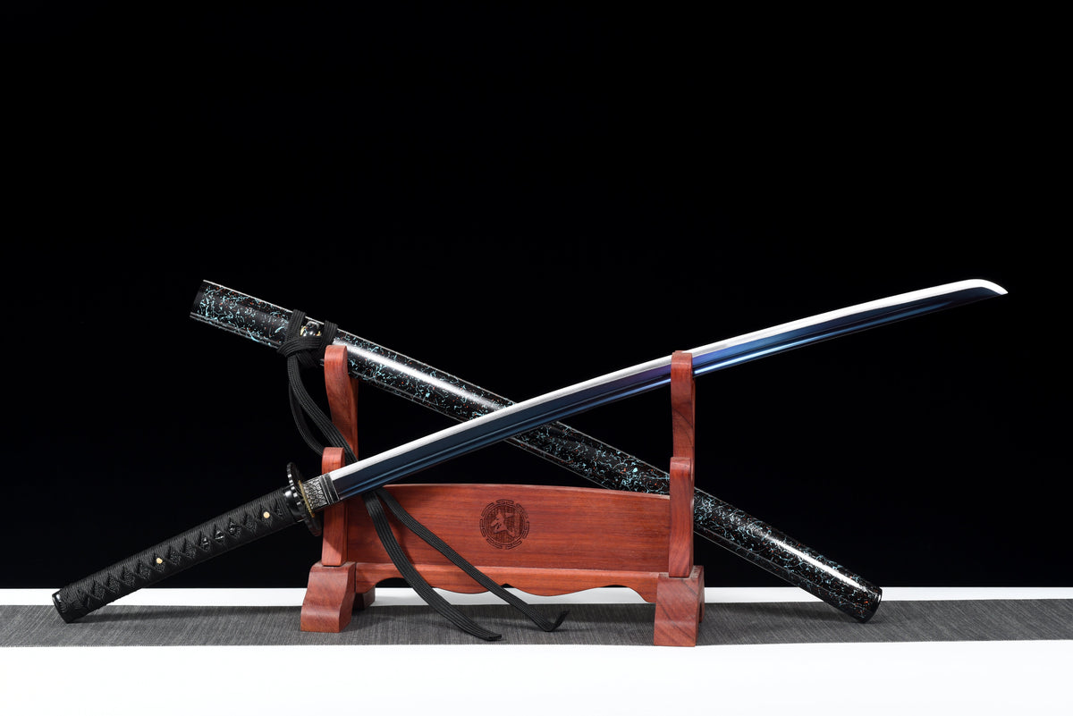 Full-Tang Katana, 1045er Karbonstahl, blaue Klinge, echtes Katana-Schwert