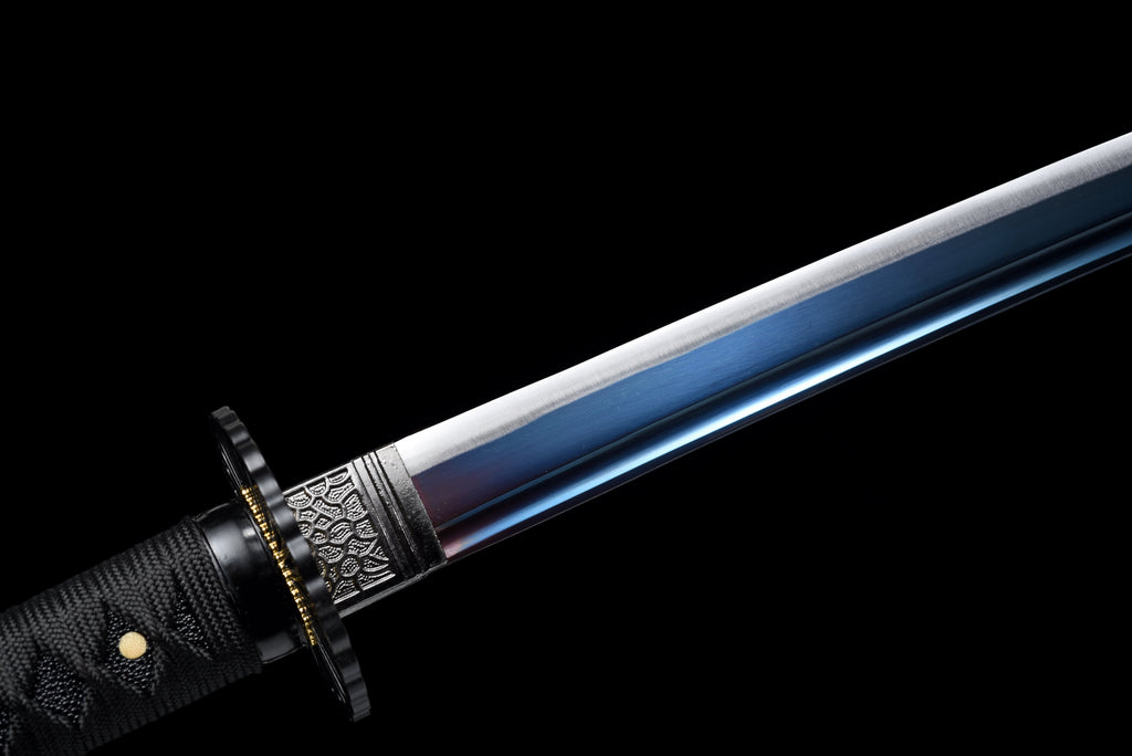 Full-Tang Katana, 1045er Karbonstahl, blaue Klinge, echtes Katana-Schwert