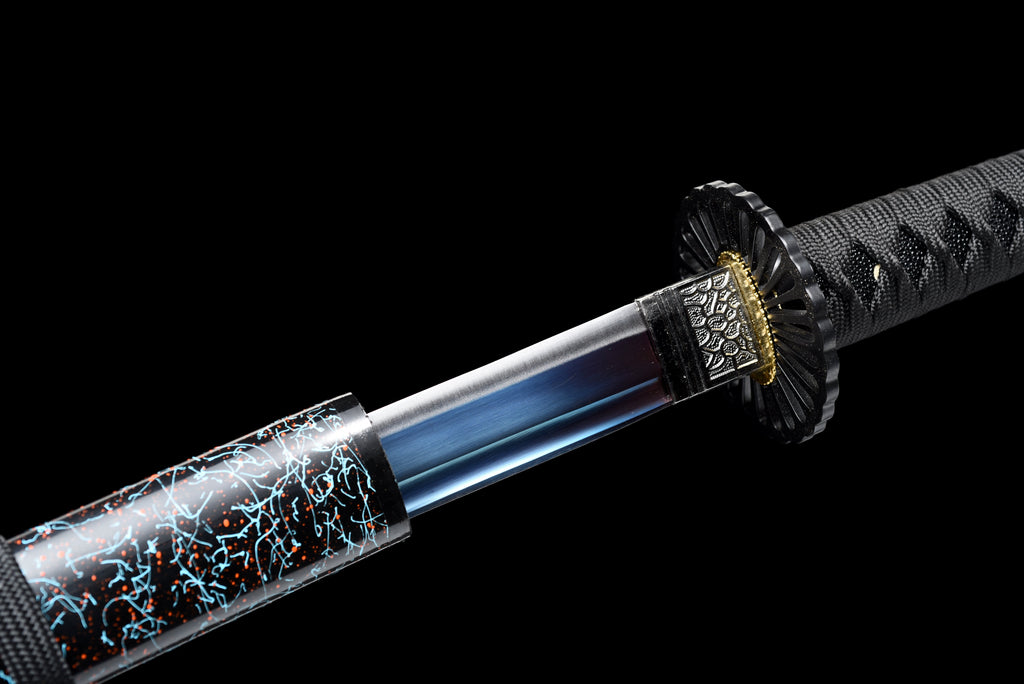 Full-Tang Katana, 1045er Karbonstahl, blaue Klinge, echtes Katana-Schwert