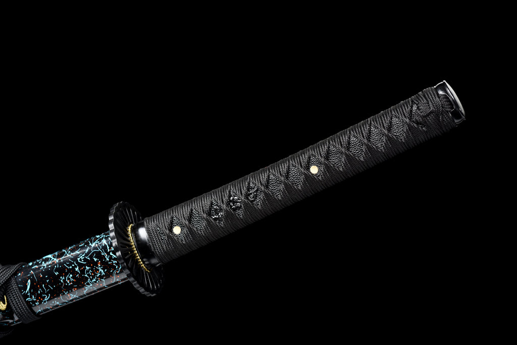 Full-Tang Katana, 1045er Karbonstahl, blaue Klinge, echtes Katana-Schwert