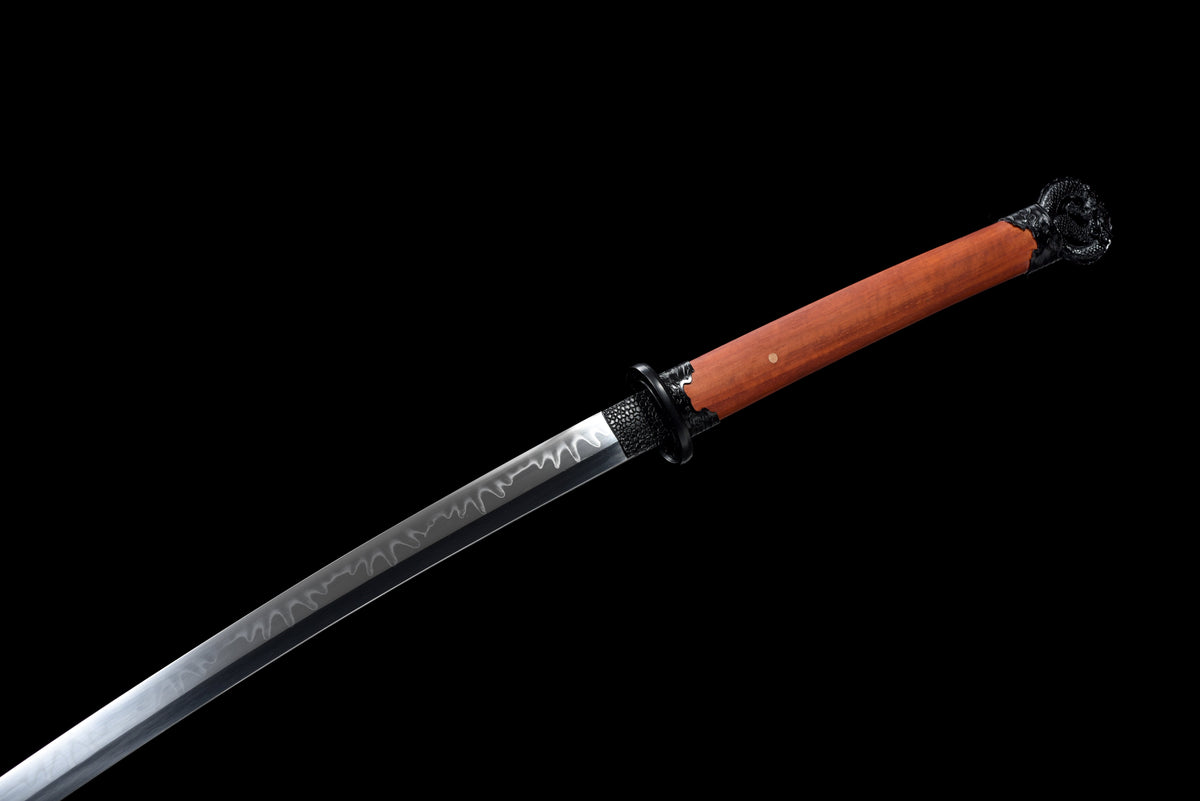 Handgefertigtes TACHI-Schwert mit Full-Tang-Klinge aus T10-Kohlenstoffstahl und echtem Hamon, 104 cm, echtes Katana-Schwert