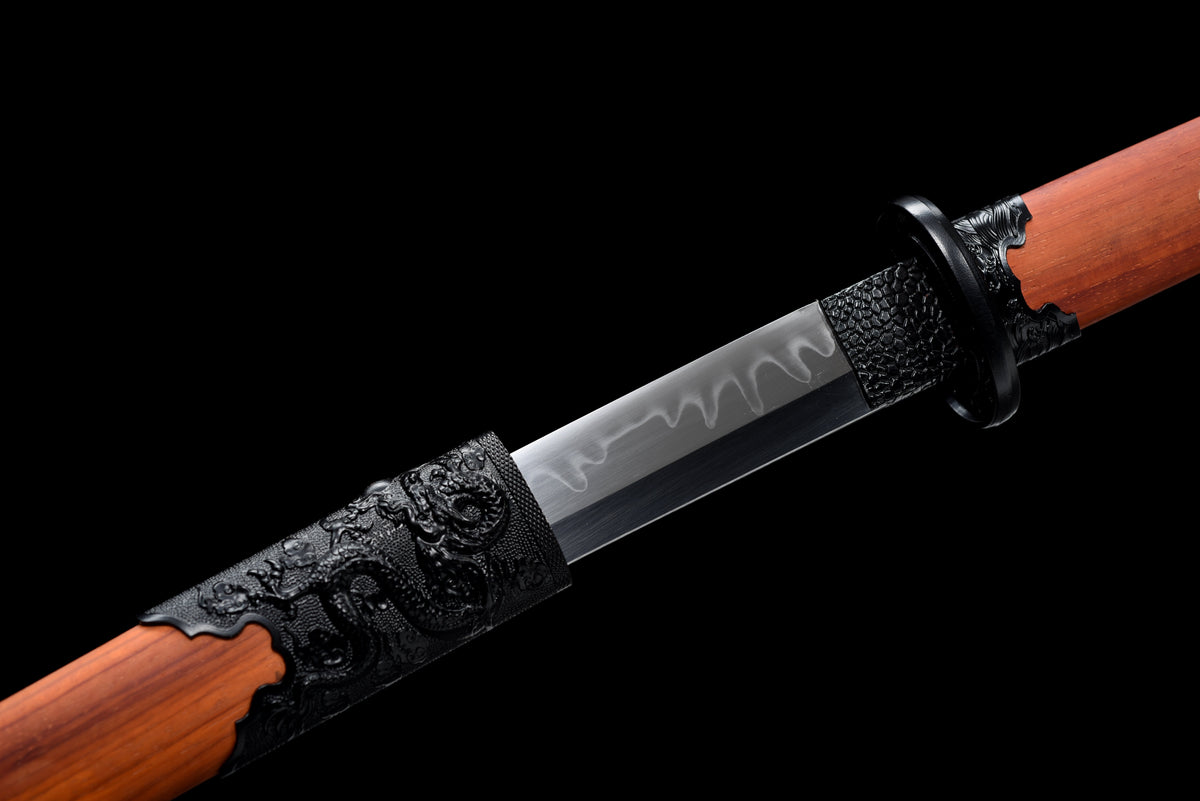 Handgefertigtes TACHI-Schwert mit Full-Tang-Klinge aus T10-Kohlenstoffstahl und echtem Hamon, 104 cm, echtes Katana-Schwert