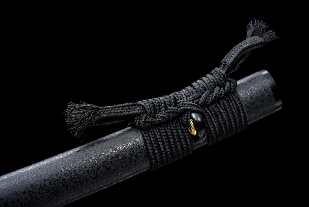 Handgefertigtes Full-Tang-Katana aus 1095er Kohlenstoffstahl, schwarze Klinge, echtes Katana-Schwert