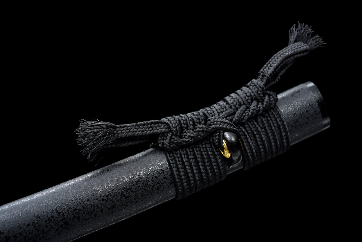 Handgefertigtes Full-Tang-Katana aus 1095er Kohlenstoffstahl, schwarze Klinge, echtes Katana-Schwert